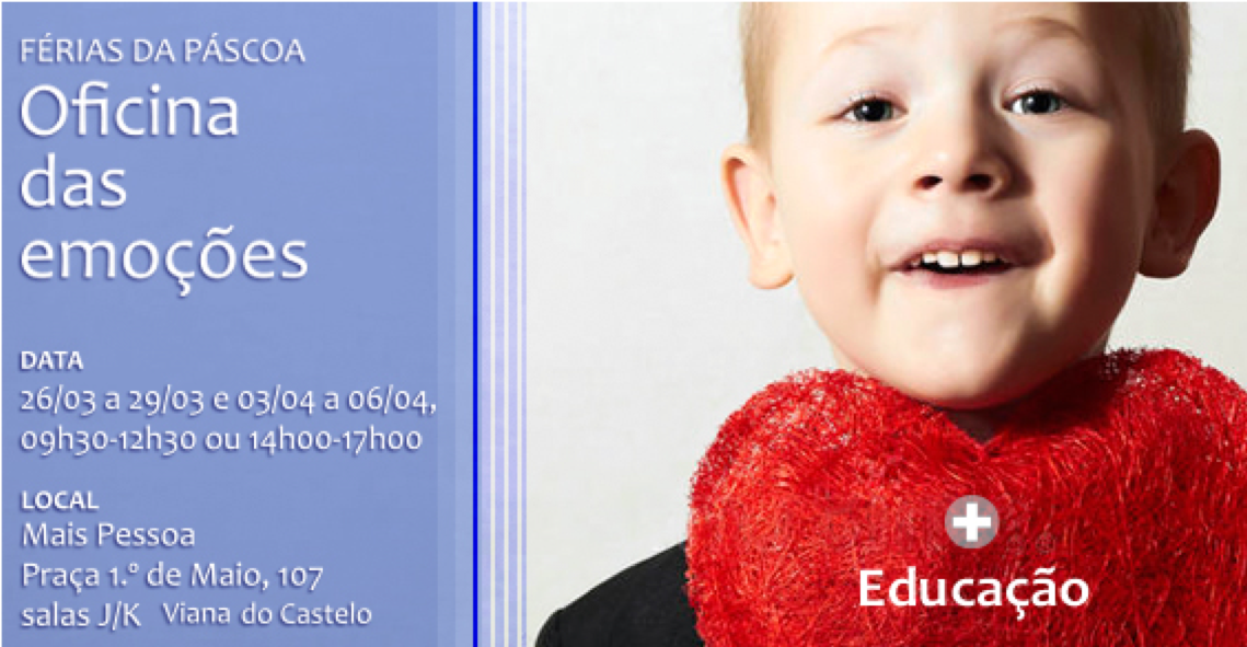 Cartaz da Oficina das Emoções nas férias da Páscoa